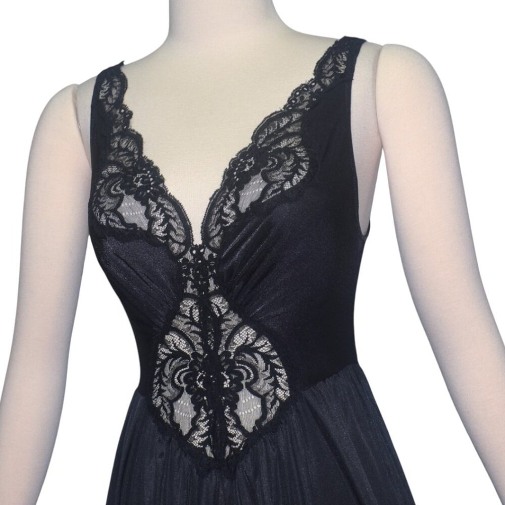 Vintage Olga Nightgown Stretch Top Lace Silky Nylon Sweep XL - Picture 3 of 9